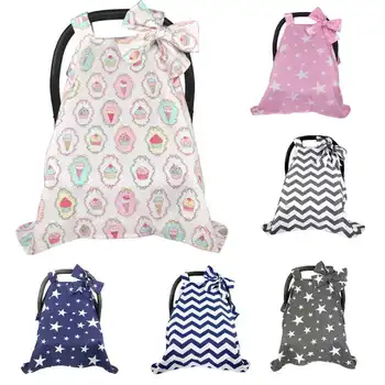 

Cotton Baby Car Seat Canopy Cover Infant Children Stripes Stars Carseat Covers