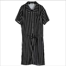 M-4XL Лето г. для мужчин прилив комбинезон повседневное черная полоса сплошной комбинезон костюмы комплект комбинезон певица костюмы