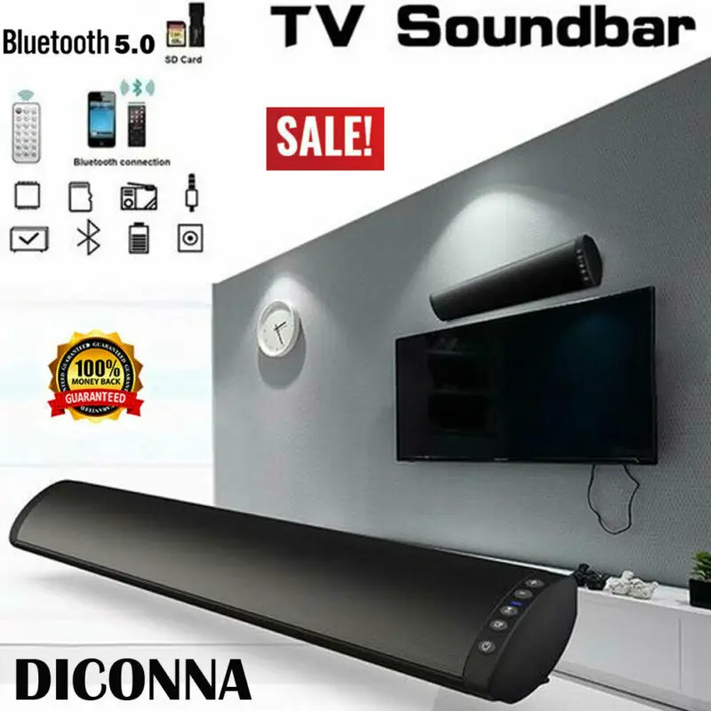 

Home Theater Soundbar Bluetooth Sound Bar Speaker System w/Built-in Subwoofer 3D