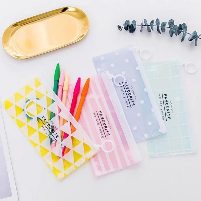 

1pc Large-capacity Zipper Pencil Bag Korea Simple Pull Pencil Bag Female Creative Cute Junior High School Student Stationery