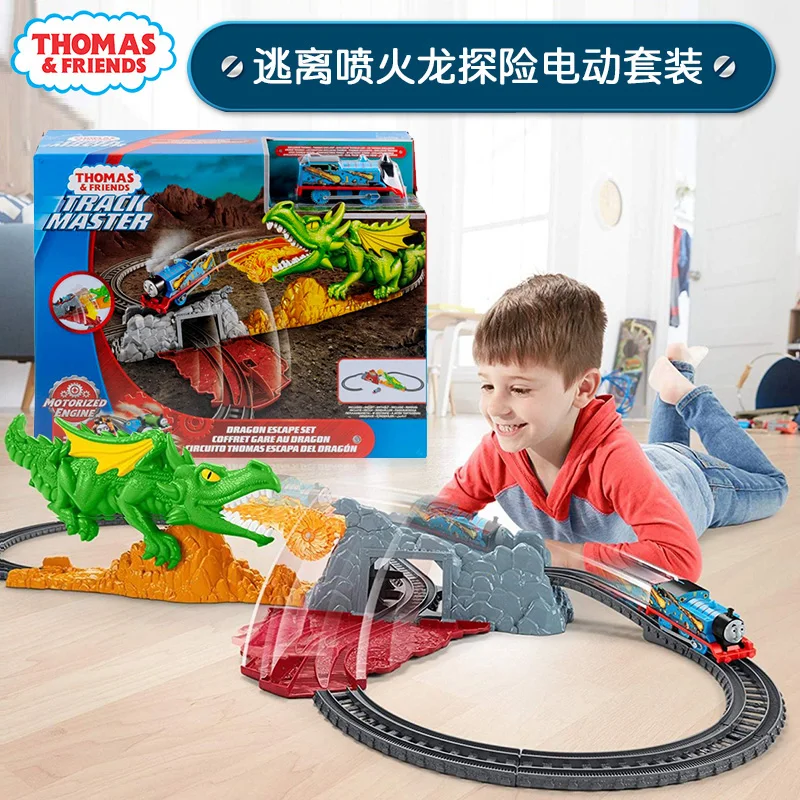 

Original thomas and friends electric locomotive track master series escape fire breathing dragon adventure toy for children gift