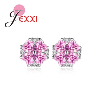 

Hottest Fashion Casual Personality 925 Sterling Silver Solid Cubic Zircona Flower Stud Earrings Simple Design Women Gift