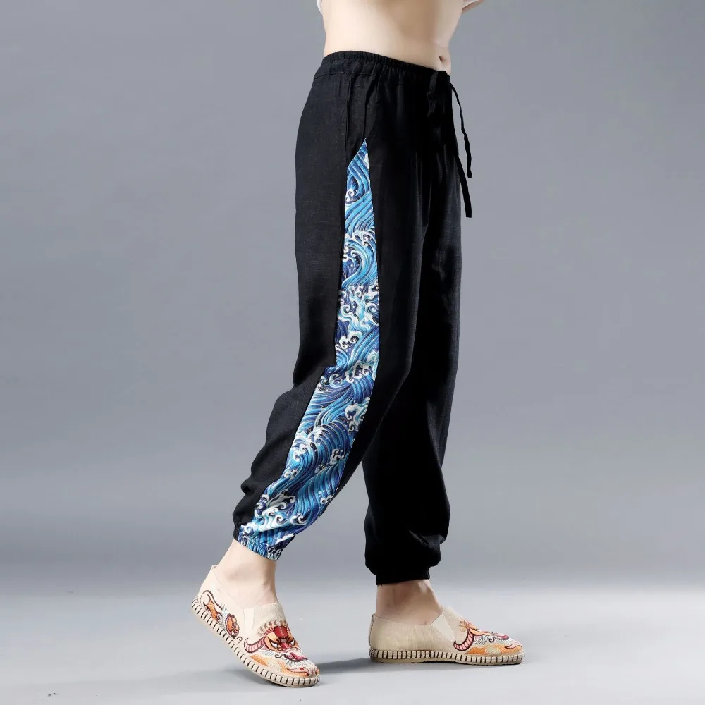 LZJN 2019 Summer Clothe Casual Harem Pants Men Fitness Trousers Male Chinese Traditional Patchwork Print Jogger Pants Harajuku (20)