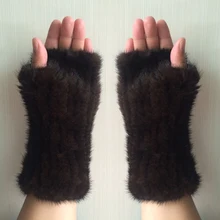 Зимняя женская перчатка настоящие Вязаные норковые меховые перчатки митенки женские эластичные игровые компьютерные игры