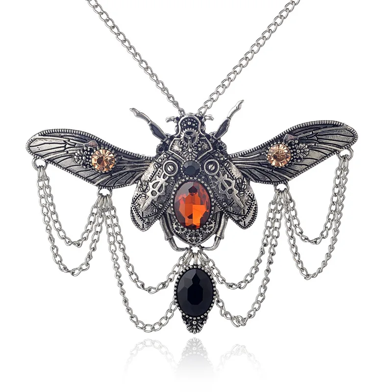 

Steampunk Vintage Insect Pendant Necklaces Huge Gear Beetle Personalized Hippie Statement for Women Costume Jewelry