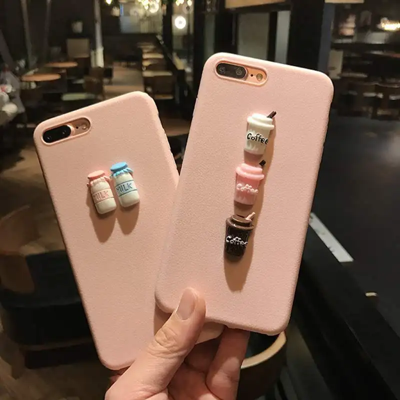 Сплошной цвет силиконовый чехол для IPhone X 6plus 6s 8 Plus 5 5S SE 7plus 3D бутылка молока