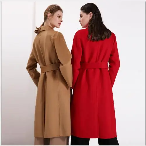 Slim Tournent Longue Face Laine Bas camel Le Double Red Section De Femelle En Solides 2018 Vers Cachemire Occasionnel Femmes D'hiver Nouvelle Fit Veste Manteau 8TPFXF