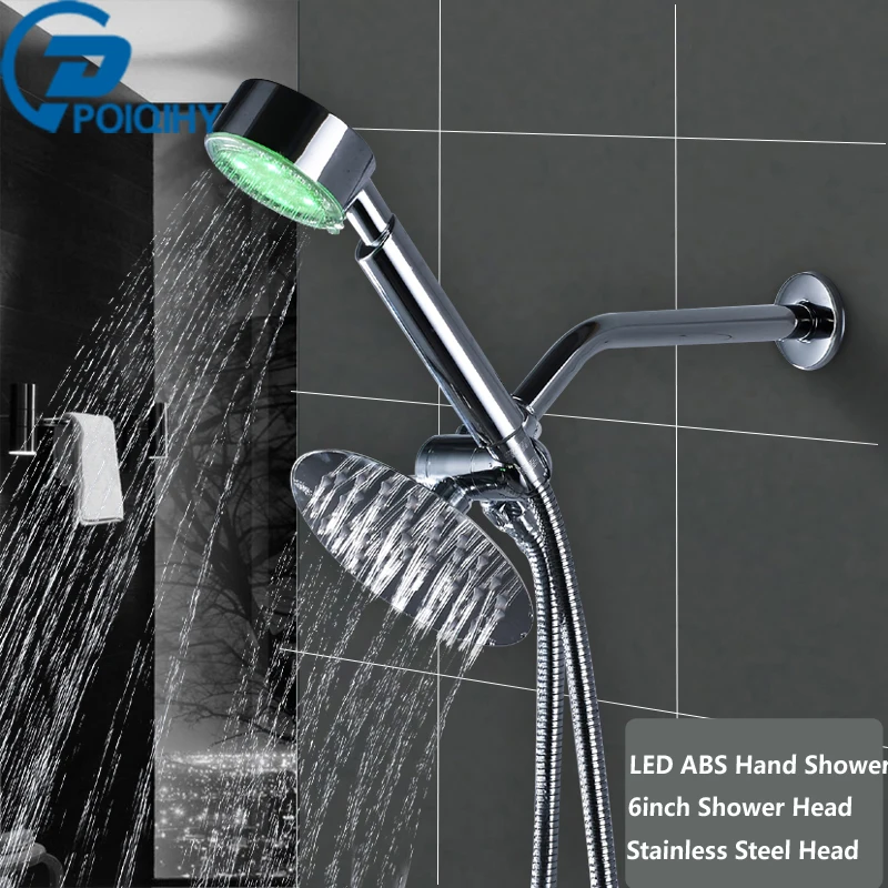 

Bathroom Shower Faucets Set Chrome Luxury Single Shower Head Single Handheld Wall Mount Faucets Combo Set Faucets