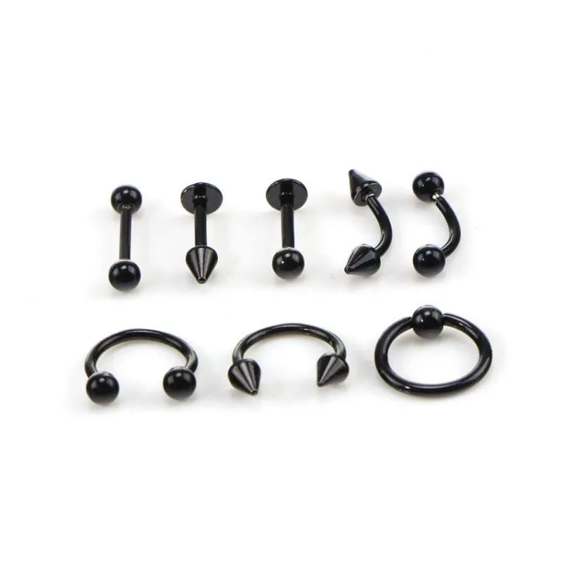 

8pcs/lot Stainless Steel Spiral Nose Rings Earring Stud Tragus Piercing for Women Men Fashion Fake Pircing Nariz Piercing Lengua