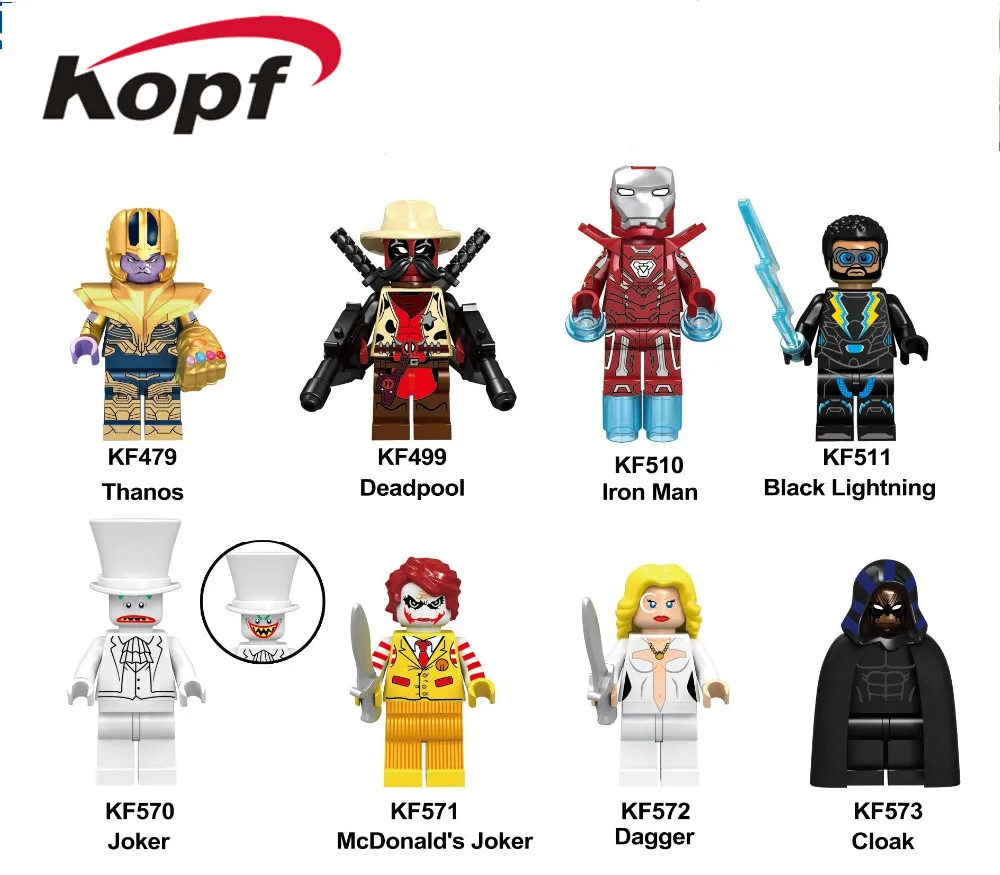 

KF6046 Single Sale Buiding Blocks Super Heroes McDonald's Joker Degger Cloak Iron Man Bricks Collection For Children Gift Toys