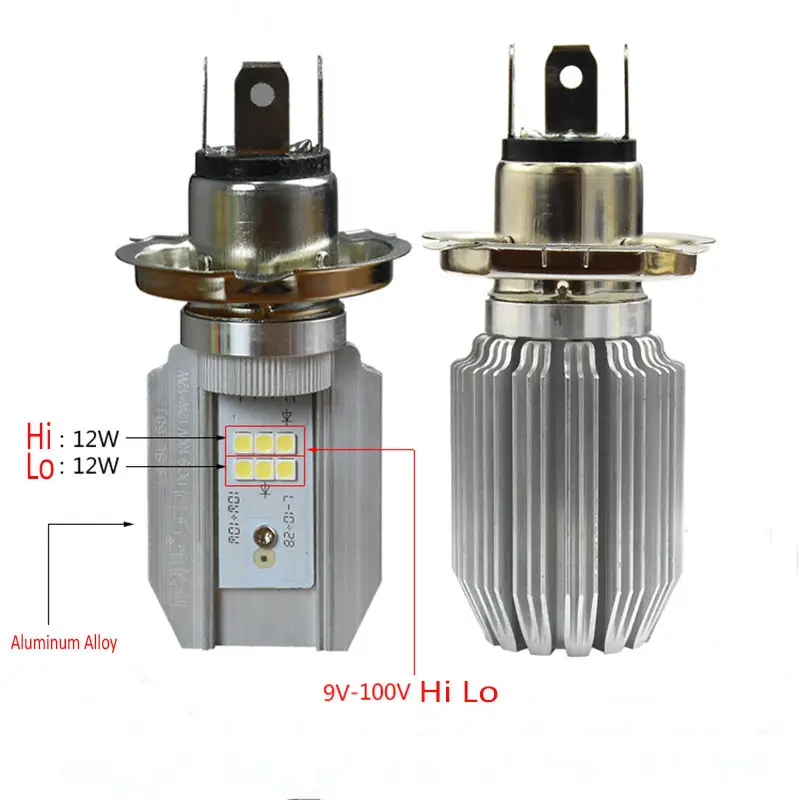 Buy 2016 12W H4 LED High Low Bulb for motorcycle and