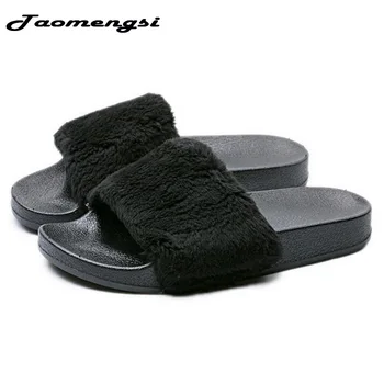 

Taomengsi Cotton Slippers Ms Plush Warm Couple Word Home Slippers Autumn And Winter Hair Slippers SIZE 36-40