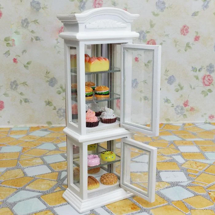 A01-X205 الأطفال طفل هدية لعبة 1:12 دمية مصغرة الأثاث مصغرة rement خشبية عرض خزانة 1 قطع