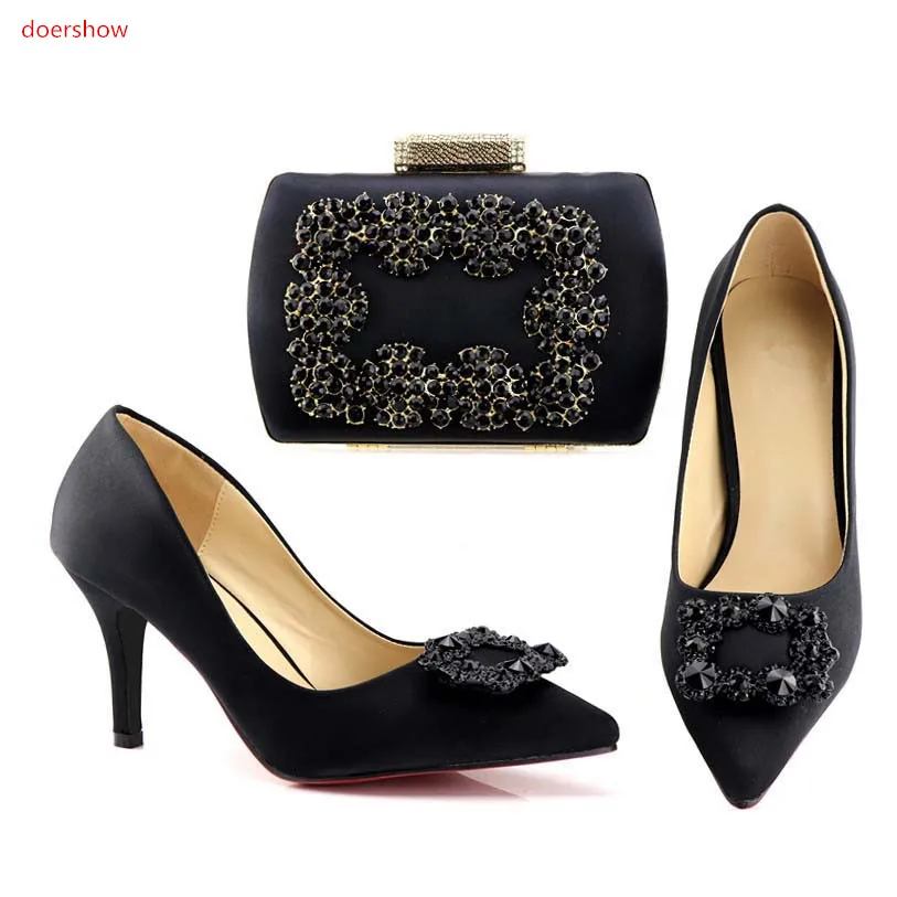 

doershow New Italian Woman Shoes And Bags To Match Set Fashion African High Heels 8.5 Shoes And Bag Sets For Party Dress SHV1-70