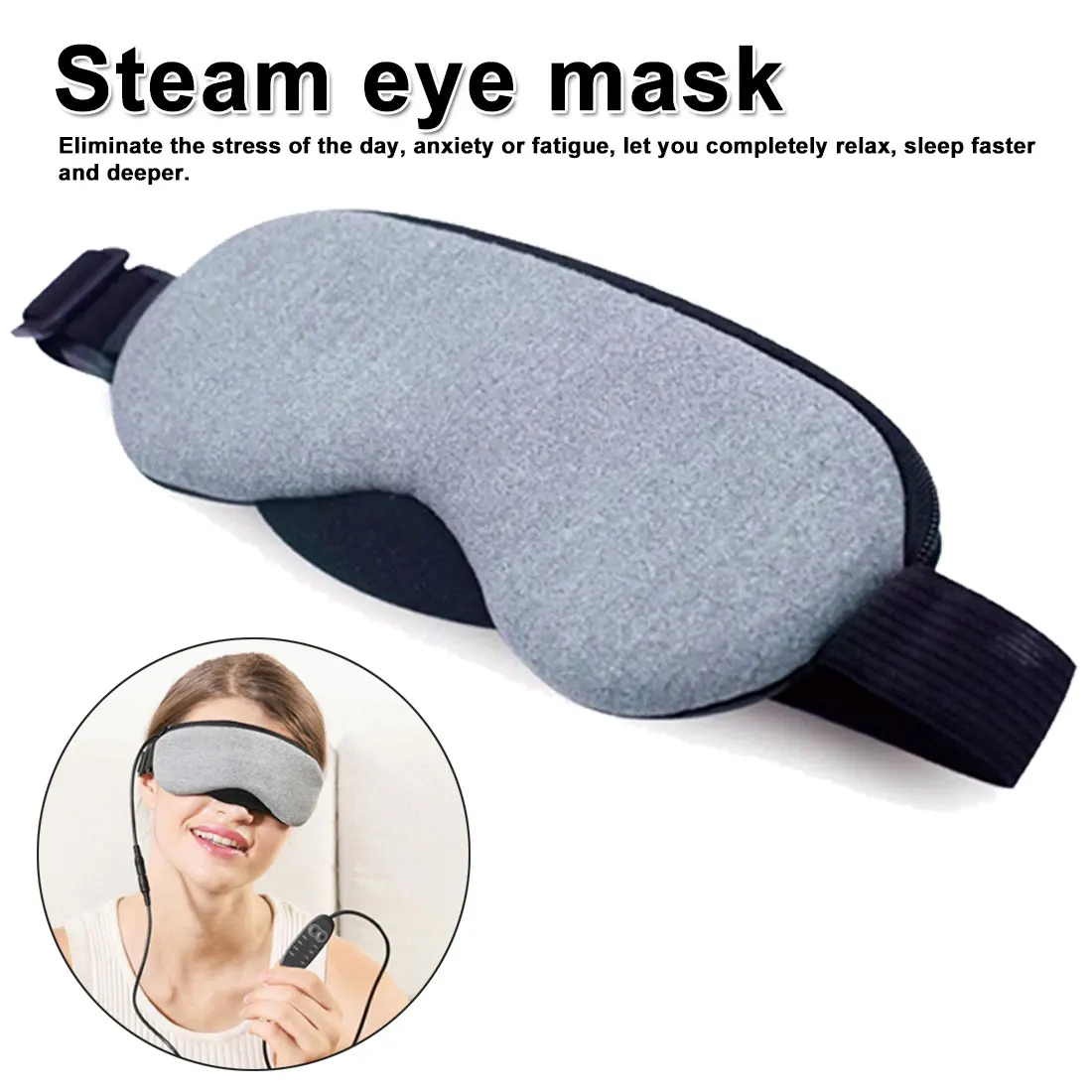 

USB Heating Steam Eyeshade Lavender Eye Mask Anti Dark Circle Eye Patch Eye Massager Fatigue Relief Sleep Travel Eye Shade Mask