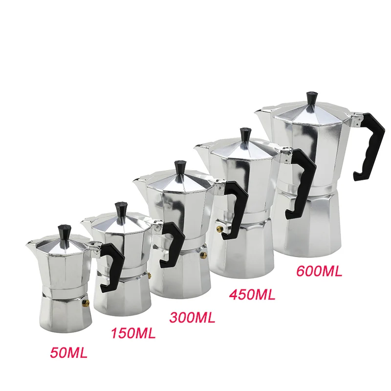 Кофеварка алюминиевая мокко эспрессо Percolator Pot coffee Maker Moka Pot 1cup/3cup/6cup/9cup/12cup Кофеварка для приготовления кофе на плите кофемашина кофеварка кофе гейзерная кофеварка