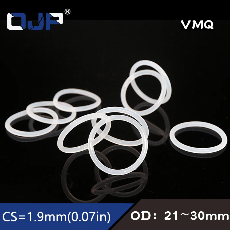 

5PCS/lot White Silicon Ring Silicone/VMQ O ring 1.9mm Thickness OD 21/22/23/24/25/26/27/28/29/30 Rubber O-Ring Seal Gasket