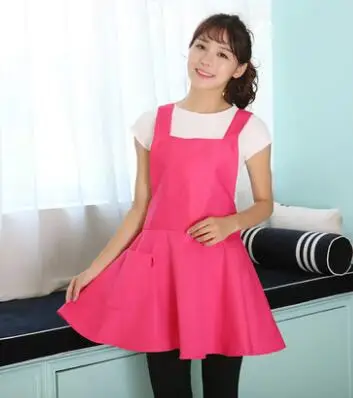 Rose red waterproof Фартуки милые модные водонепроницаемые кухонные косметологи маникюрный магазин комбинезоны рабочие платья - Цвет: Rose red waterproof