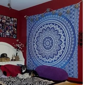 

Drop Shipping Thin Chiffon Mandala Tapestry Moroccan Indian Printed Decorative square Wall Tapestries 150*150cm