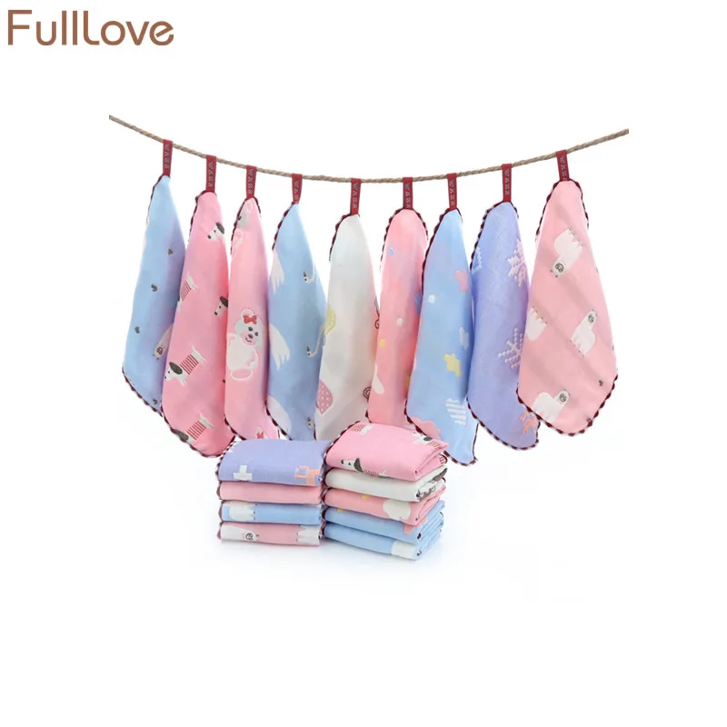 FullLove 5 шт./компл. 30*30 см Хлопковое полотенце для лица мультфильм собака розовый