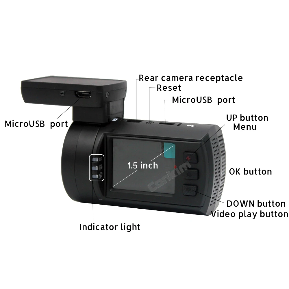 Conkim DVR с 2 камерами Novatek 96663 Автомобильный видеорегистратор Mini0906 1080P Full HD камера заднего вида gps видеорегистратор Двойной объектив Регистратор