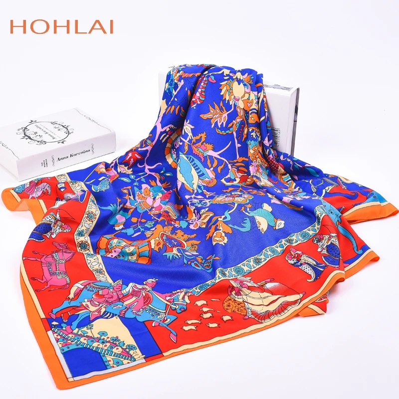 

100% Twill Silk Scarf Women Print Shawl Echarpe Fourlard Femme Square Scarves For Women Hijab Bandanas Bufandas Mujer 130*130cm