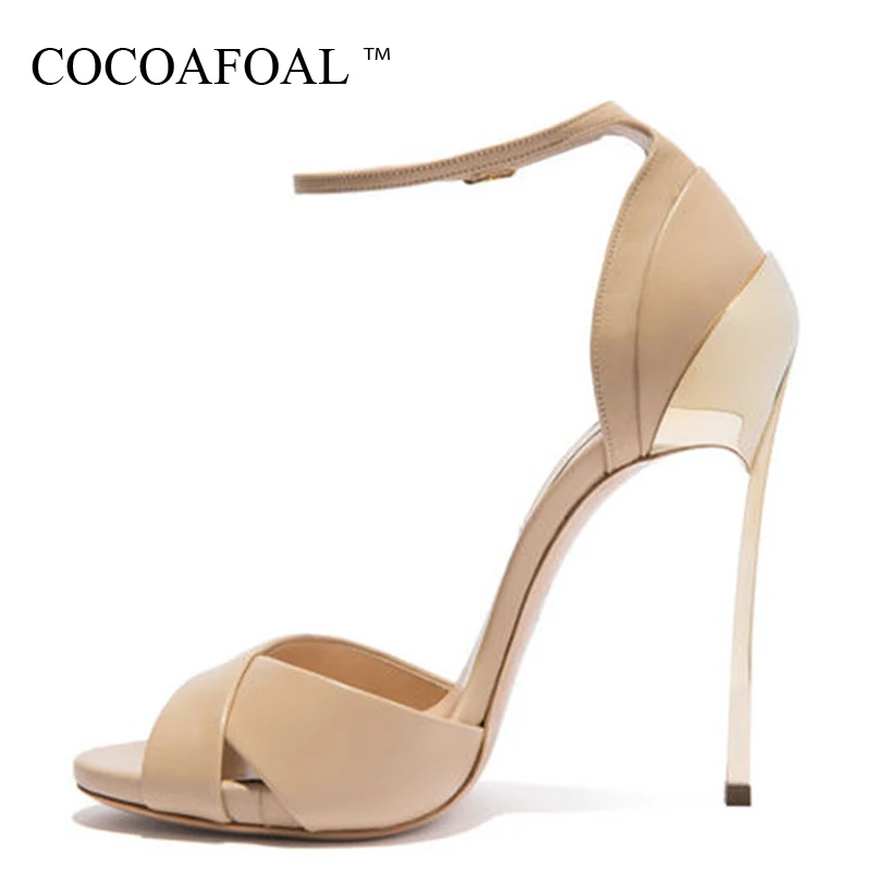 

COCOAFOAL Women Open Toe Sandals Sexy 12 CM Heel Height Wedding Sandals Party Plus Size 33 43 Gladiator Peep Toe Bridal Shoes
