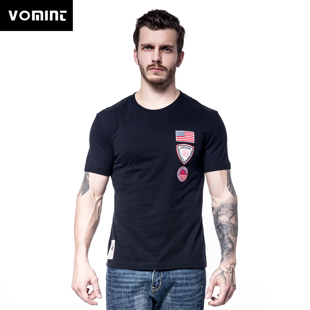 Vomint 2018 Summer Mens Combed Cotton Crew Neck T shirts