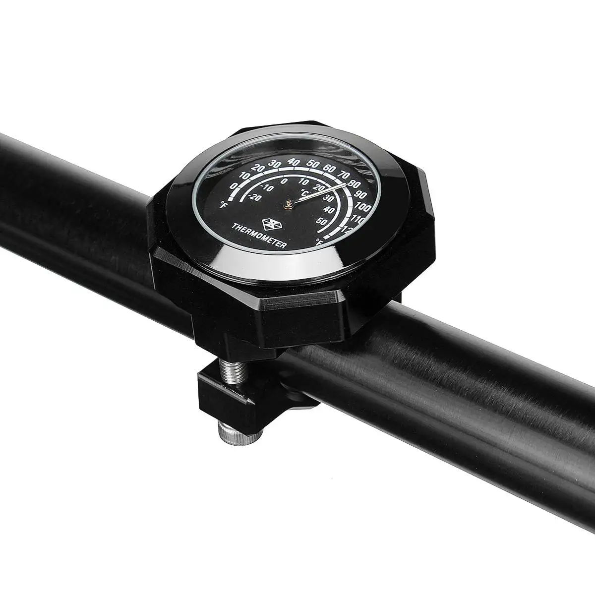 Универсальный мотоциклетный термометр на Руль с ЧПУ 22-28 мм 7/" 1" аксессуары для мотоциклов крепление на руль часы и термометр - Цвет: Черный