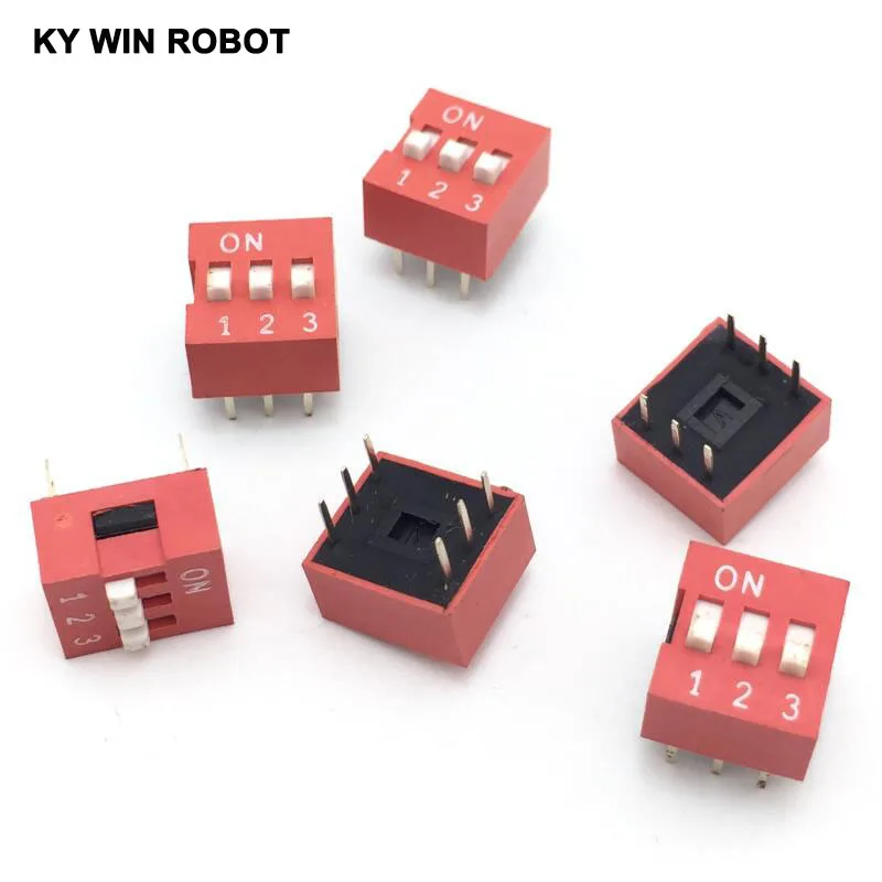 

10pcs DIP Switch Slide Type Red 3P 6 pin 2.54mm Pitch 2 Row DIP Toggle switches Free Shipping