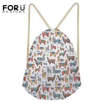 

FORUDESIGNS Alpaca Printing Shoulder Backpacks Women Beach String Bagpack Ladies Travel Organizer Back Pack Girls Book Bags 2019