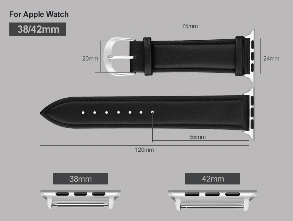 Ремешок для наручных часов Iwatch серии 4/3/2/1 ремешки для часов из натуральной кожи ремешок 38 мм 42 мм для Apple Watch браслет ремень черный ремешок для часов