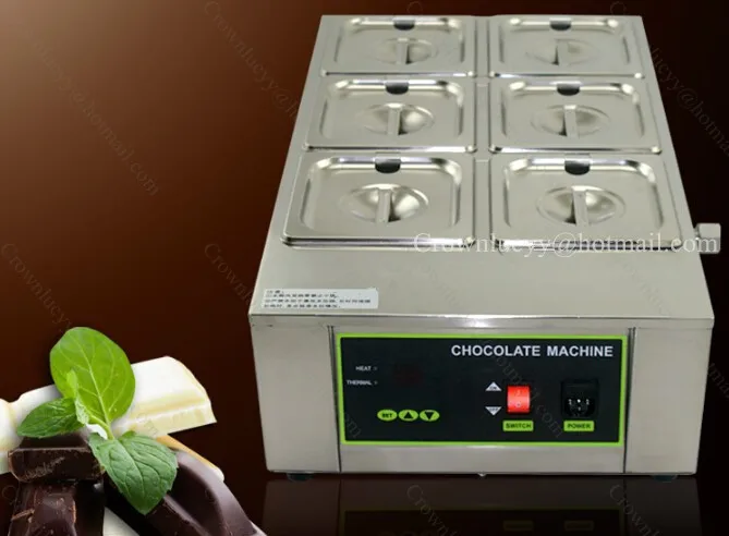 Stainless Steel 6 Lattice Chocolate Melting Pot Top Quality Max Melt 12KG Chocolate Melter Machine Warmer Machine