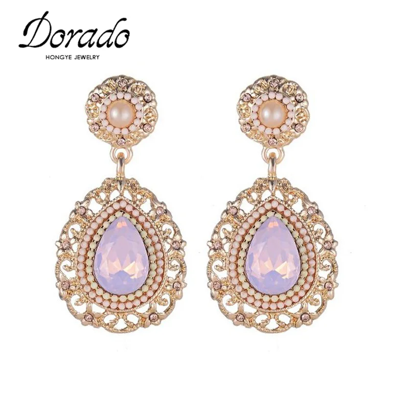 

Resin Beads Water Drop Long Earrings For Women Gold Silver Color Alloy Female Dangle Hanging Earring Fashion Ear Jewelry Brincos