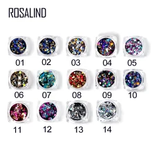 ROSALIND 14 цветов лазерные блестки для украшения ногтей блестящие ногти аксессуары с гелем лак для ногтей Дизайн ногтей