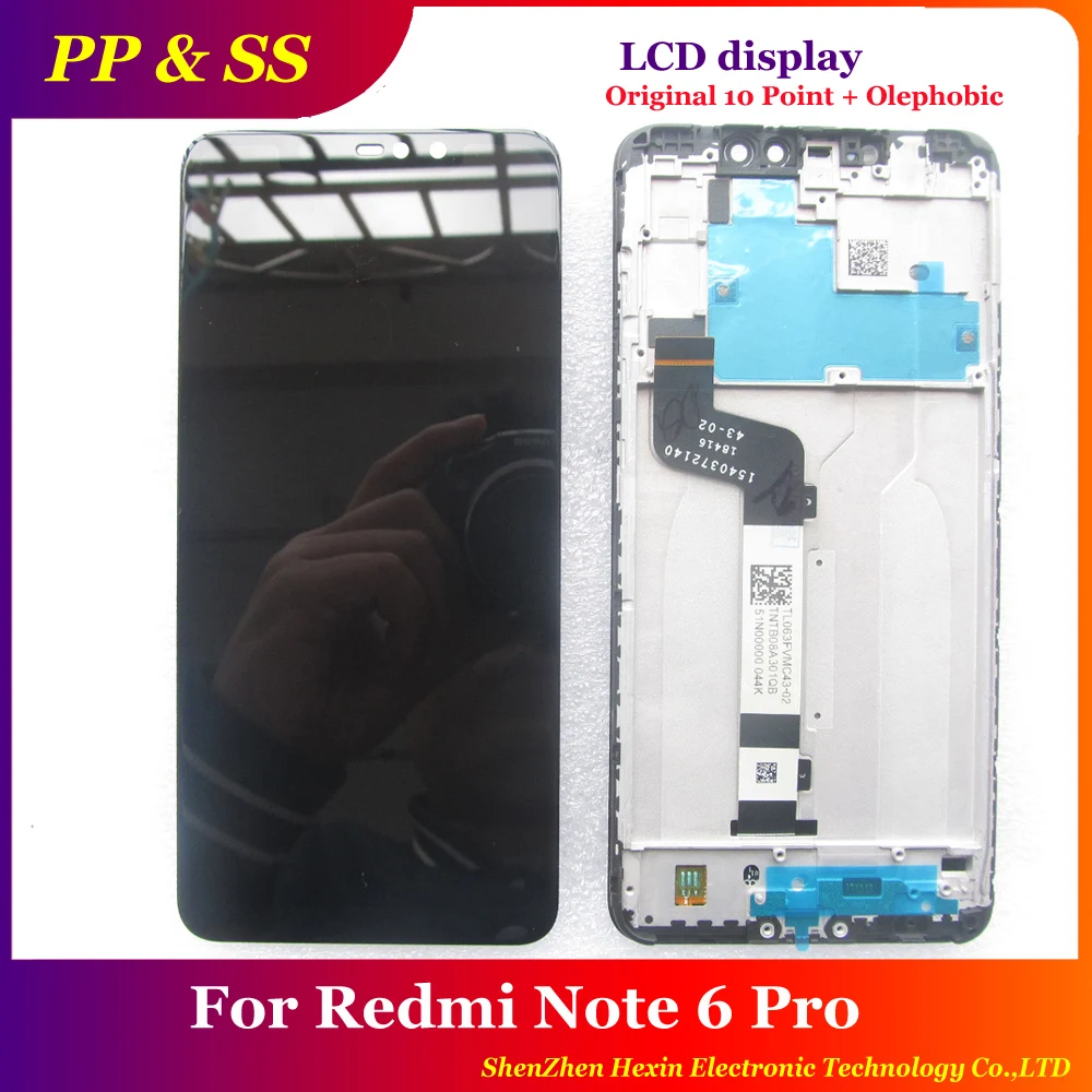

Original+Oleophobic+10 Touch For Redmi Note 6 Pro LCD Display Touch Screen Digitizer With Frame Assembly + Tools Repair Parts