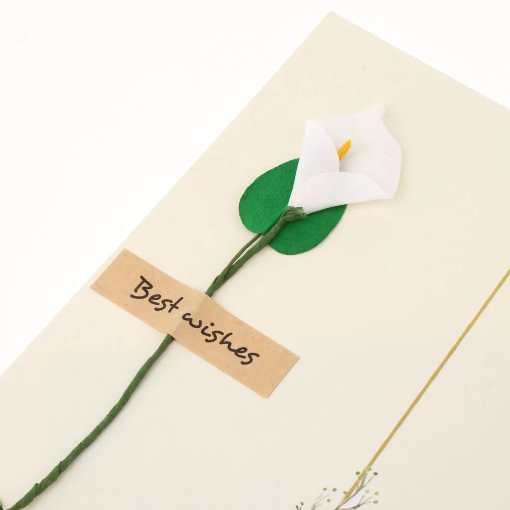 6pcs Rustic Dried Flower Kraft Paper Greeting Cards Handmade Crafts Blank Inside With Envelops