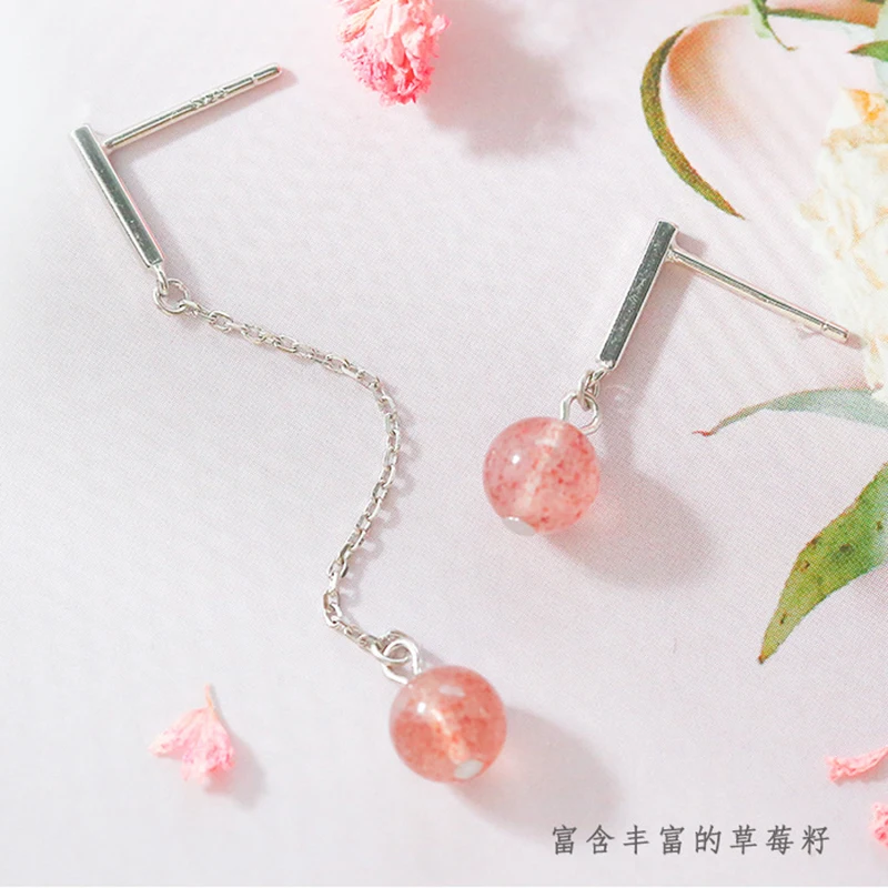 Серьги XIYANIKE с натуральным кристаллом клубники модные милые серьги вкладыши для
