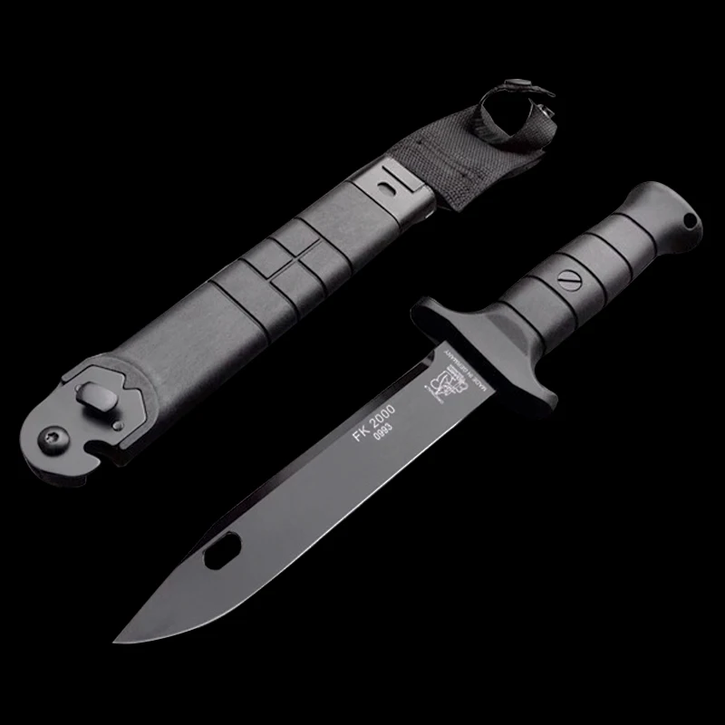 

ToughKeng Black Military Tactical Fixed Blade Knife G10 Handle Professional Rescue Straight Knives Kydex Sheath