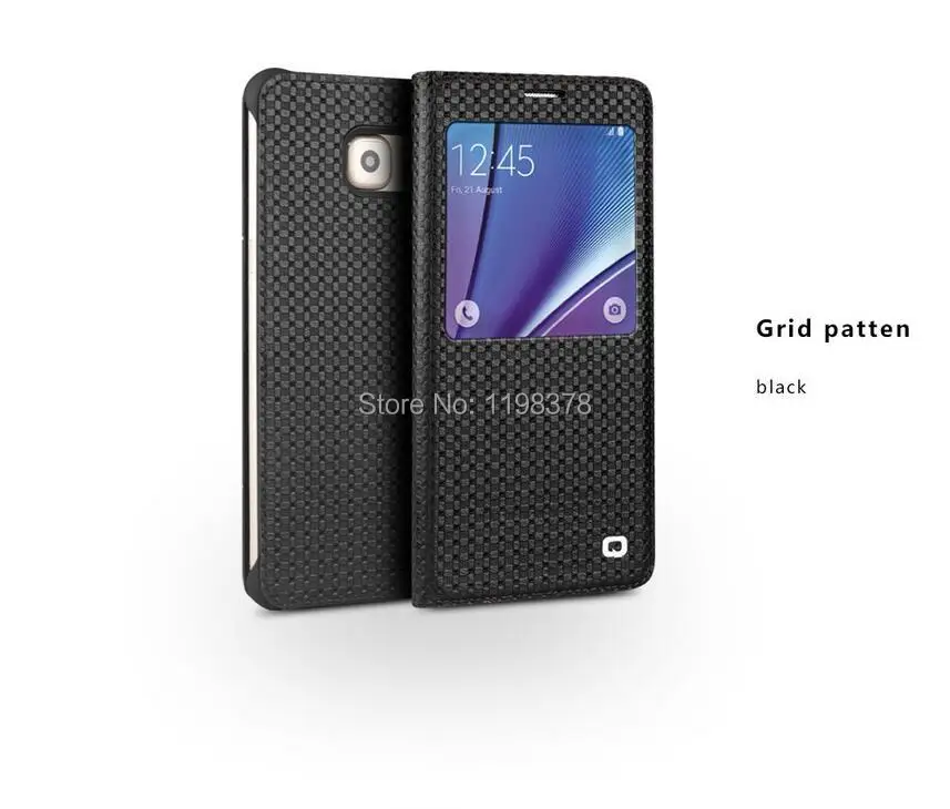 QIALINO дизайнер Smart View Флип Чехол для телефона для samsung GALAXY Note 5 пояса из натуральной кожи окна Крышка без сна проснуться функция