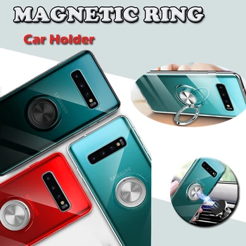 

30pcs Magnetic Bracket Car Holder Case Soft TPU Finger Stand Shockproof Cover For Samsung S10 E 5G S9 S8 Plus Note 9 8 M20 M30