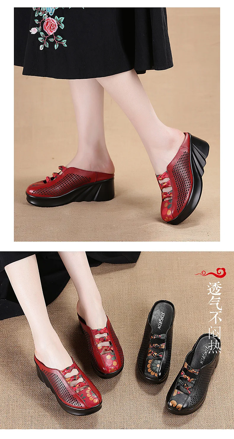 Xiuteng/Босоножки на платформе 6 см; женская обувь на плоской танкетке; женская обувь из натуральной кожи; летние женские шлепанцы; zapatos mujer