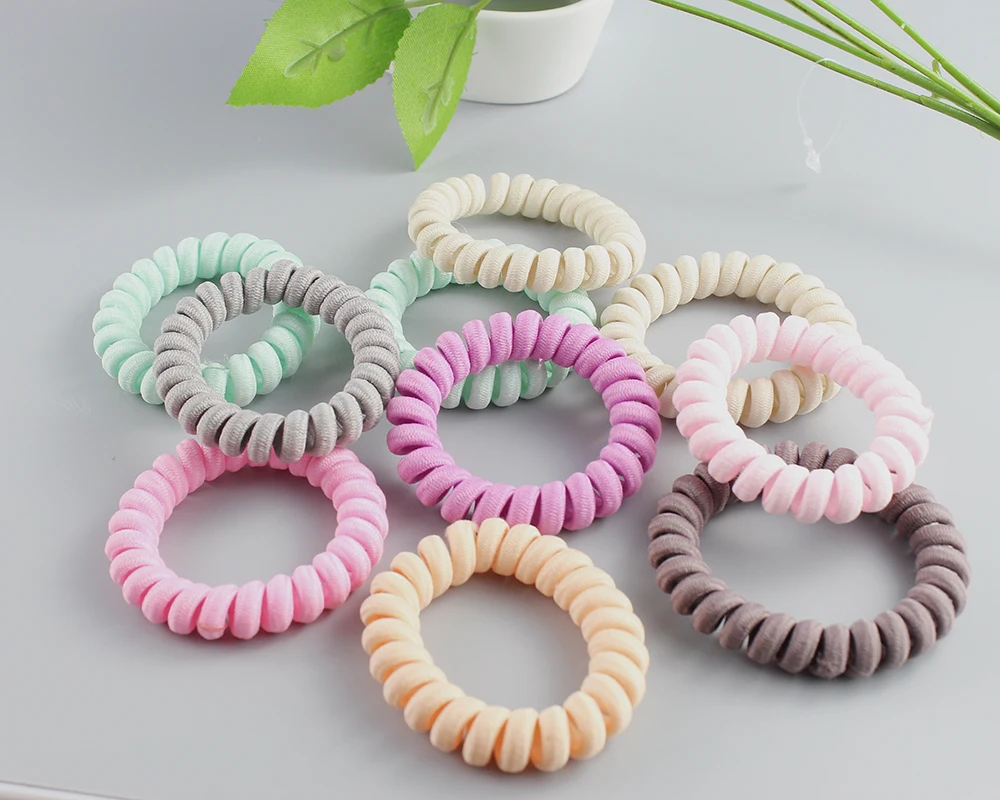 حار بيع النسيج مرونة الشعر شريط مطاطي لفتاة سلك الهاتف خط النيون لون الشعر التعادل Scrunchy ذيل حصان حامل الاكسسوارات