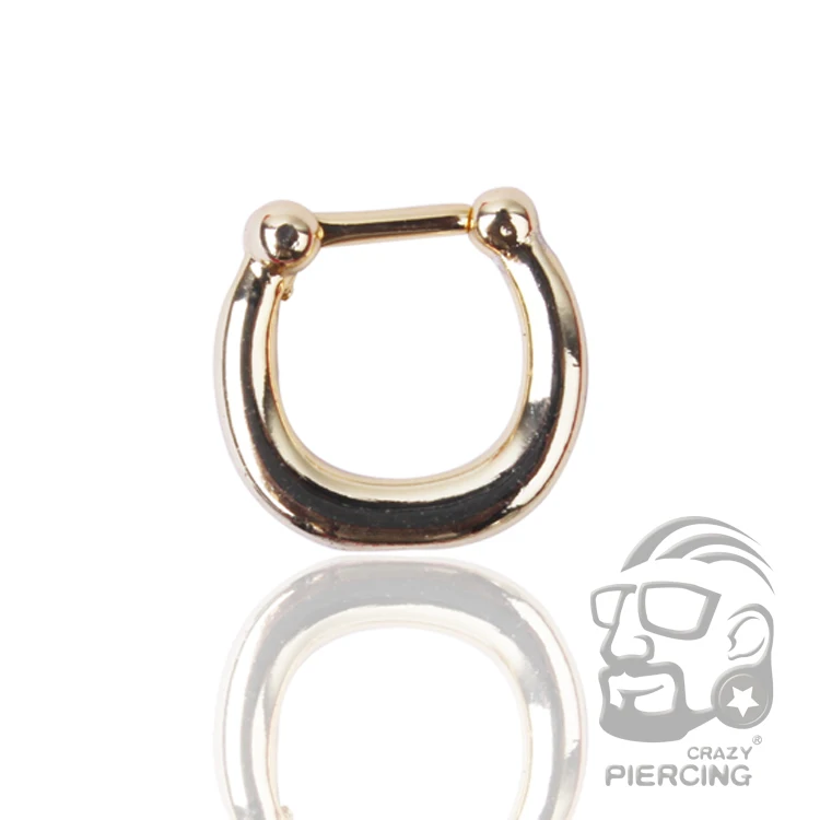 1 шт. позолоченный/посеребренный пирсинг для носовой перегородки подвеска с кольцом клип без необходимости прокола кольцо в нос пирсинг украшения для тела - Окраска металла: Gold