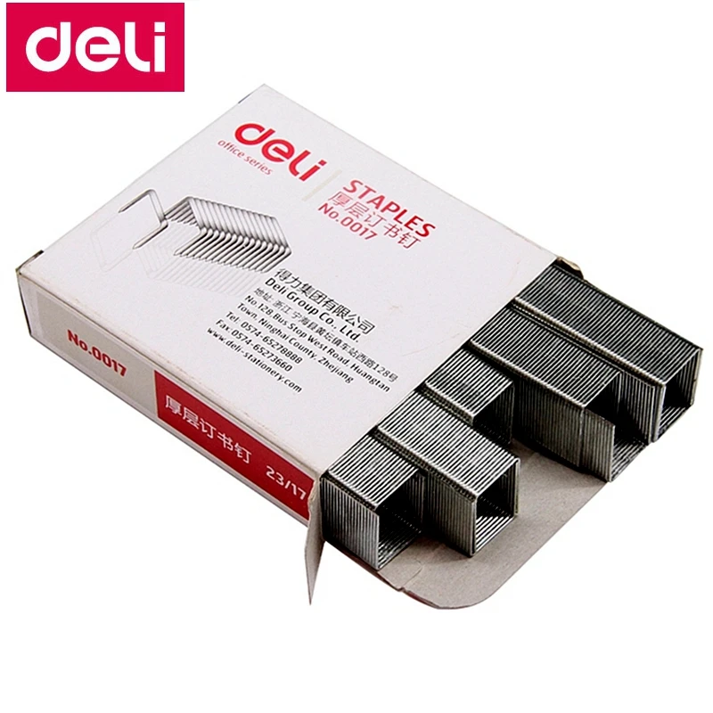 5000 шт./лот Deli 0017 тяжелые скобы 23/17 13x16 мм шириной 13 высотой 16 емкостью 120 страниц