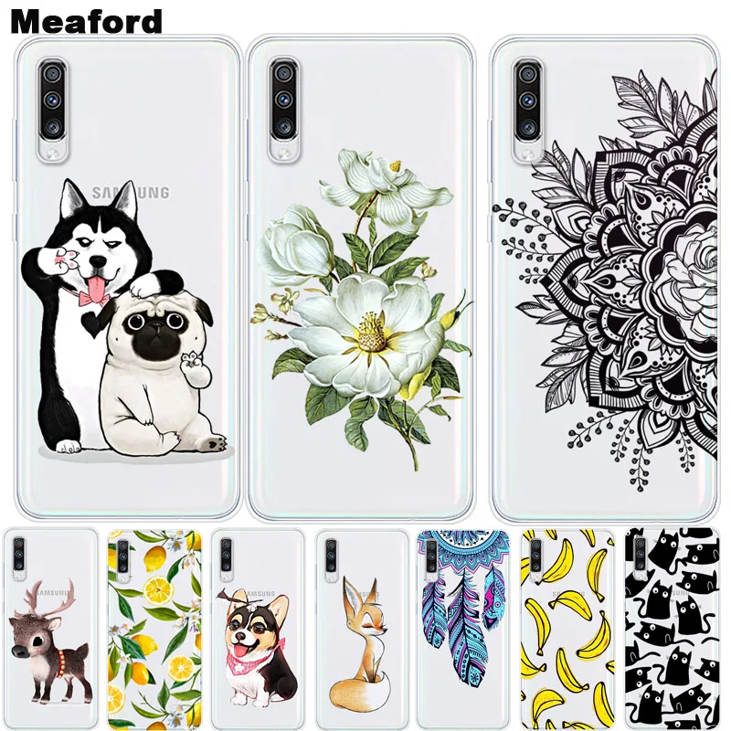 

For Samsung A70 Case TPU Silicone Soft Floral Cartoon Clear Case for Samsung Galaxy A70 2019 A 70 A705F A705 Phone Back Cover