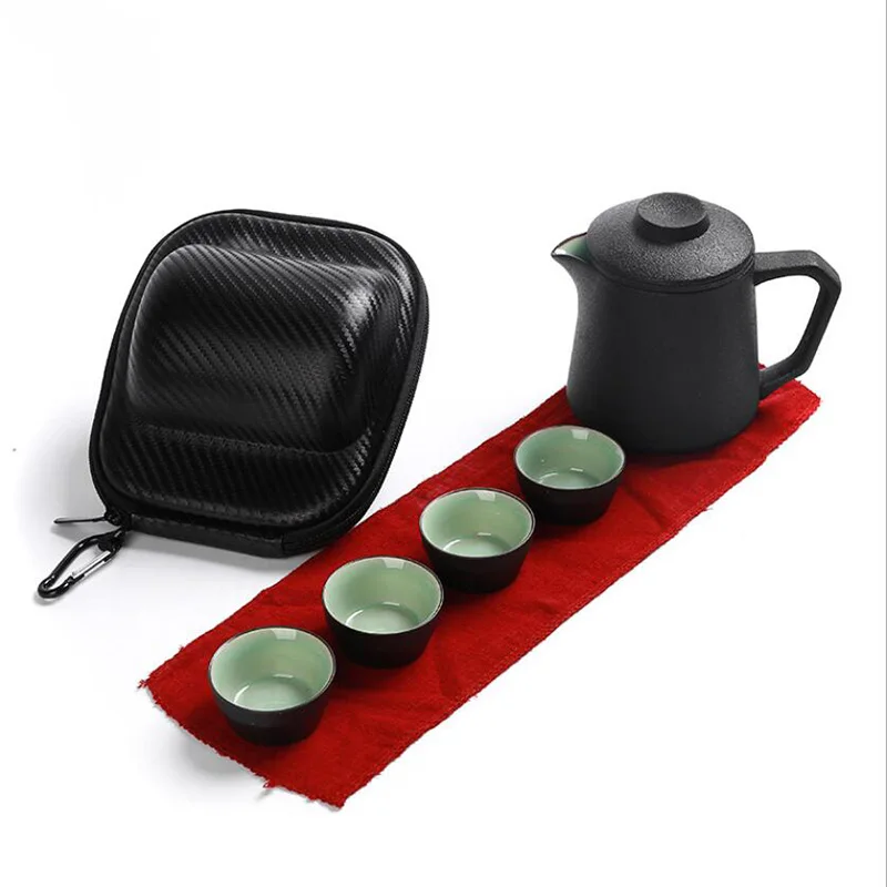 

Chinese Travel Kung Fu Tea Set Purple sand Portable Teapot Porcelain Teaset Gaiwan Tea Cups of Tea Ceremony Tea Pot With Travel