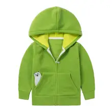 Character Pocket Girls Jackets Kids Fleece Cotton Full Sleeve With Hooded Cardigan Baby Boy Coat Children Clothing KW-1637-2