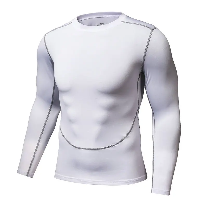 Mens Compression Shirts Bodybuilding Skin Tight Long Sleeves Jerseys ...