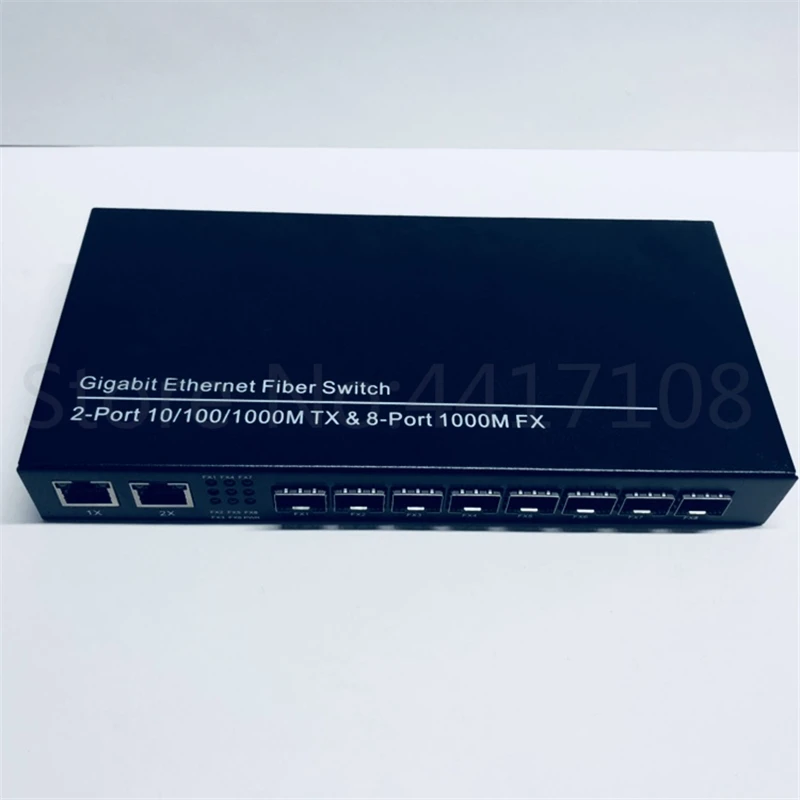 Коммутатор Ethernet 8SFP и 2UTP Gigabit волоконно-оптический медиаконвертер 8 * SFP 2 порта RJ45
